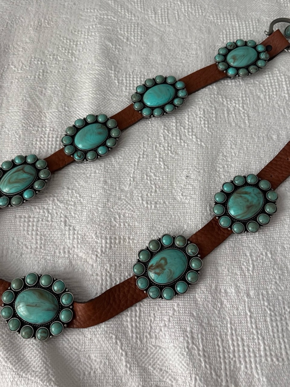 Turquoise Concho Leather Belt - Women Accessories